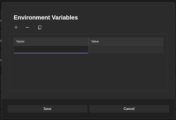Environment Variables editor